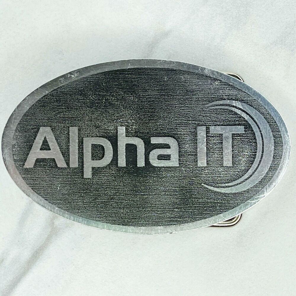 Rusty Knuckles Alpha IT Custom Belt Buckle Silver Tone Made in USA ✨